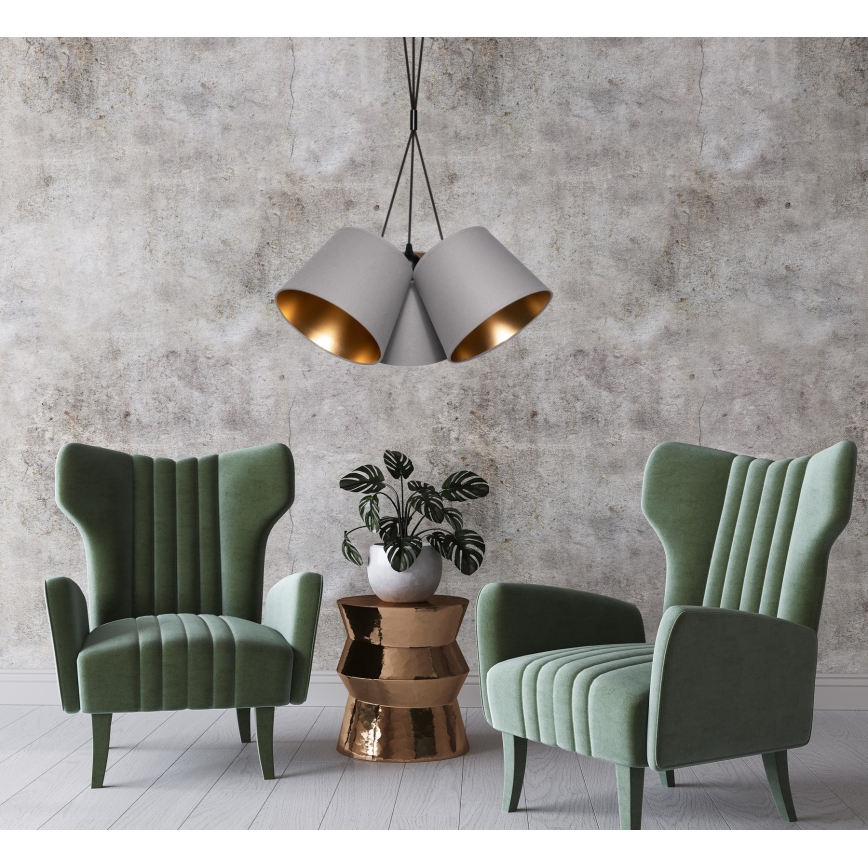 Candelabro suspenso ZOMA 3xE27/60W/260V cinzento/cobre