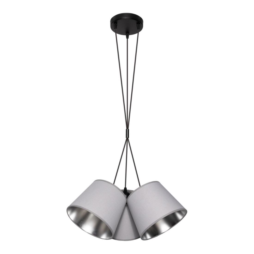 Candelabro suspenso ZOMA 3xE27/60W/260V cinzento/cromado brilhante