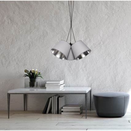 Candelabro suspenso ZOMA 3xE27/60W/260V cinzento/cromado brilhante