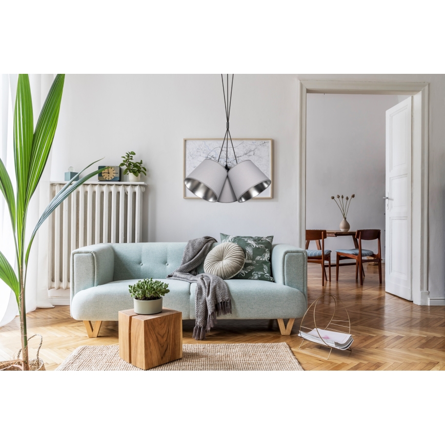 Candelabro suspenso ZOMA 3xE27/60W/260V cinzento/cromado brilhante