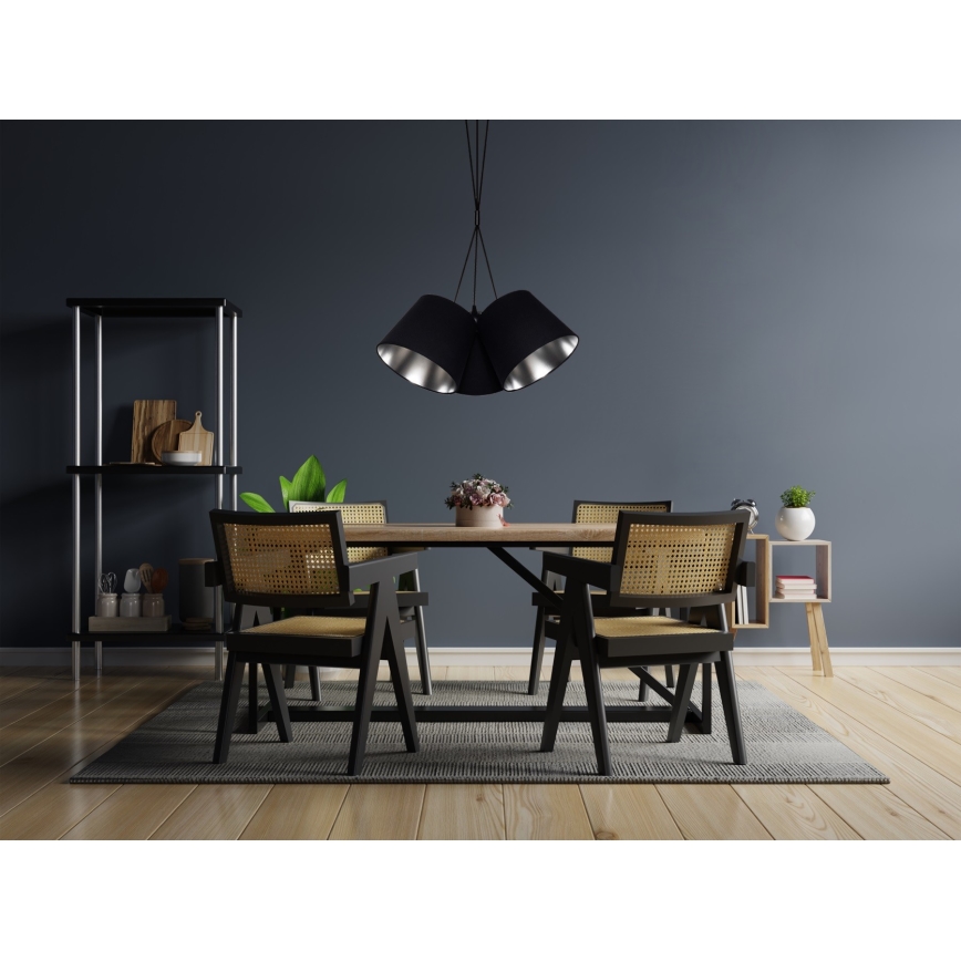 Candelabro suspenso ZOMA 3xE27/60W/260V preto/cromado brilhante