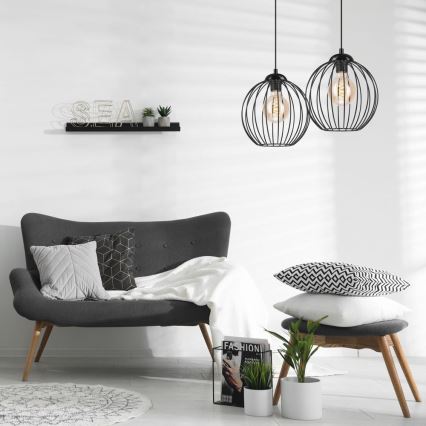 Candelabro suspenso ZOYA 2xE27/60W/230V preto