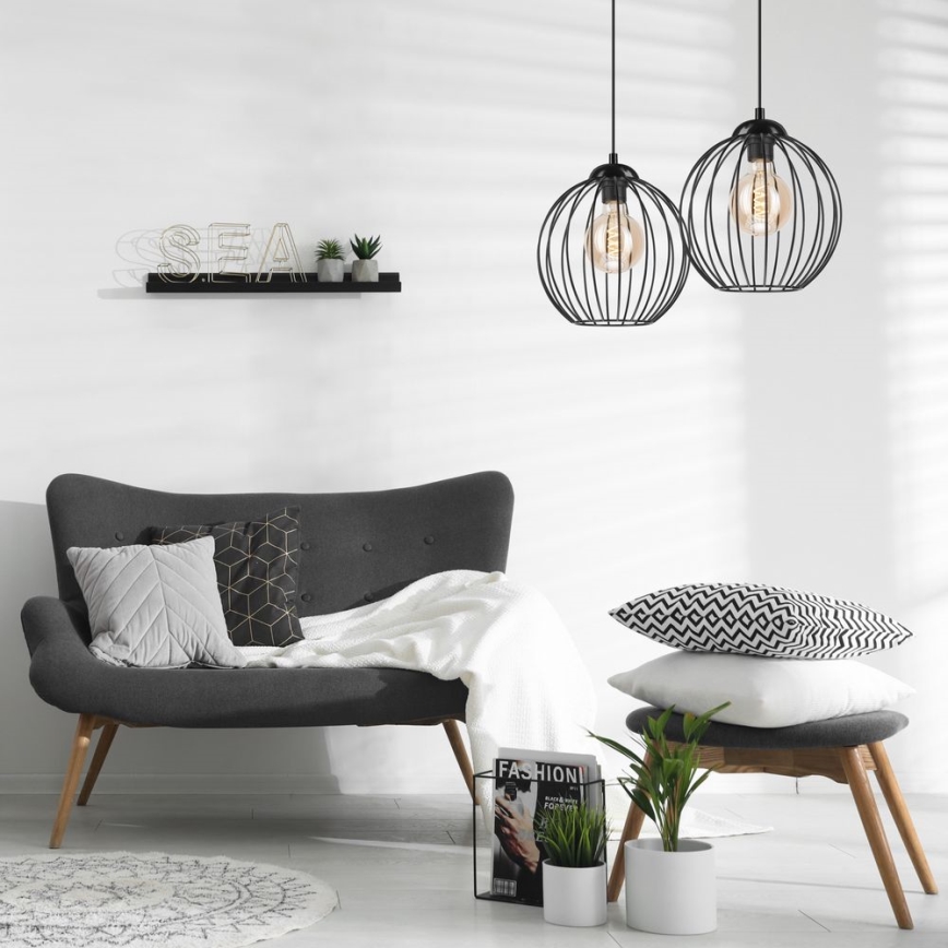 Candelabro suspenso ZOYA 2xE27/60W/230V preto