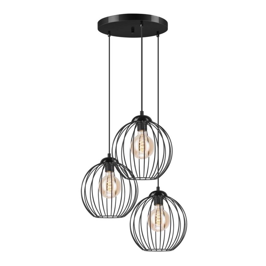 Candelabro suspenso ZOYA 3xE27/60W/230V preto