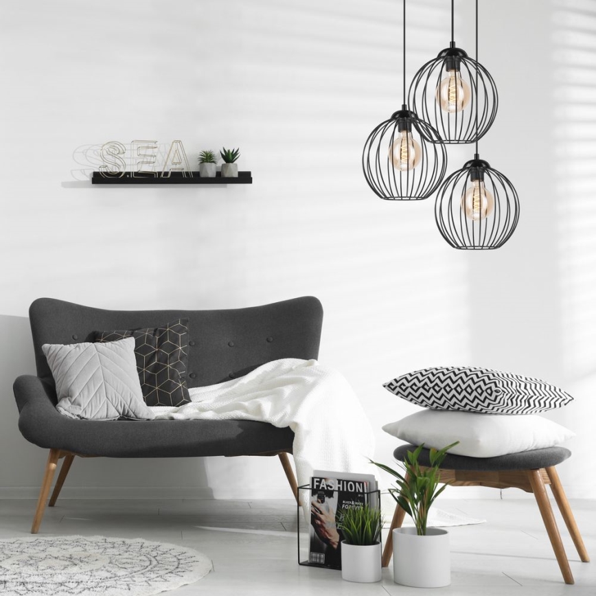 Candelabro suspenso ZOYA 3xE27/60W/230V preto