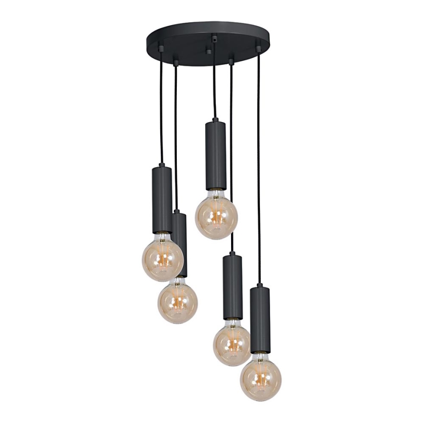 Candelabro TUBES 5xE27/60W/230V preto antigo