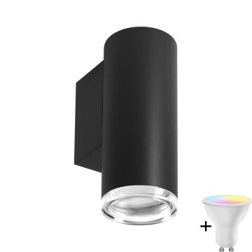 Candelabru de baie LED RGBW dimabil TURYN 1xGU10/6,5W/230V 2700-6500K Wi-Fi IP44 negru