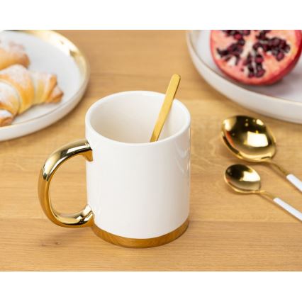 Caneca com colher LANA creme/dourado