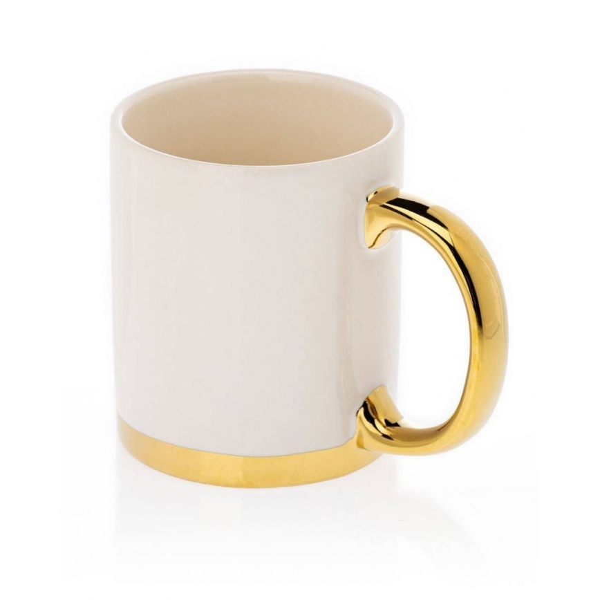 Caneca com colher LANA creme/dourado