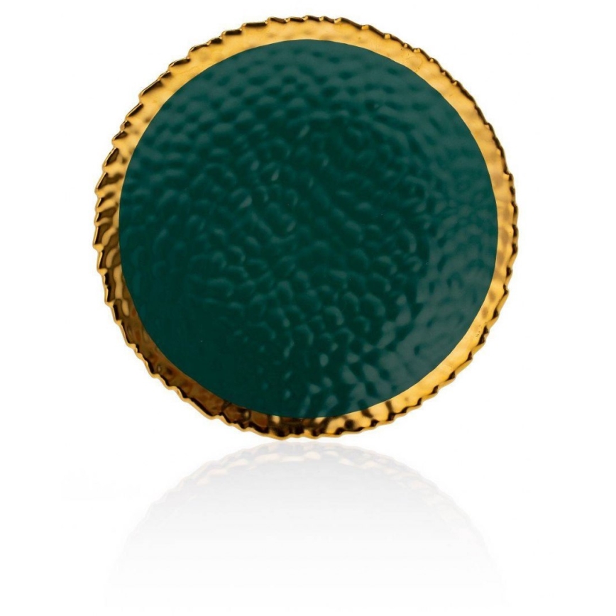 Caneca com pires e colher VALIA verde/dourado