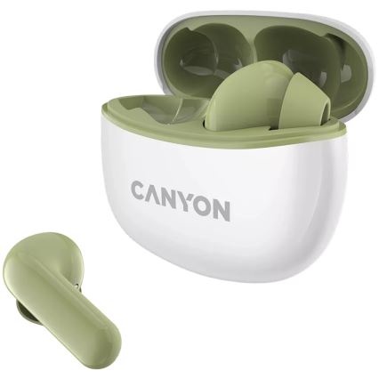 Canyon - Sem fios stereo earphones True Sem fios 500 mAh + 2x 40 mAh branco/verde