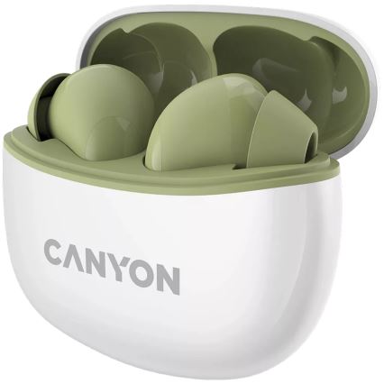 Canyon - Sem fios stereo earphones True Sem fios 500 mAh + 2x 40 mAh branco/verde