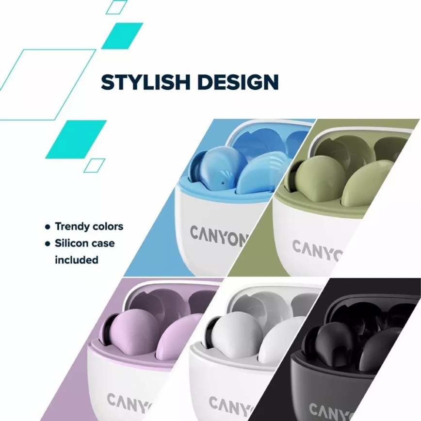 Canyon - Sem fios stereo earphones True Sem fios 500 mAh + 2x 40 mAh branco/verde