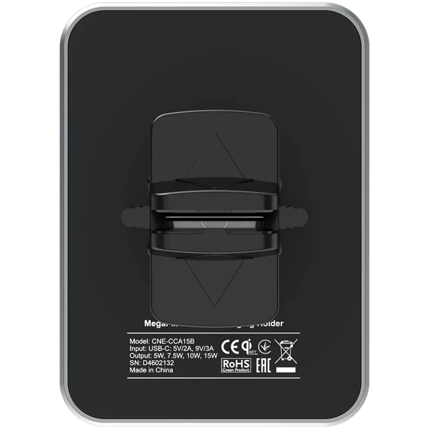 Canyon - Suporte magnético de telemóvel para o carro com função de carregamento sem fios Qi 5V angular preto
