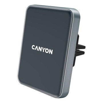 Canyon - Suporte magnético de telemóvel para o carro com função de carregamento sem fios Qi 5V angular preto