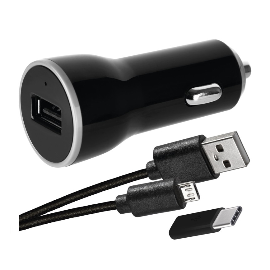 Carregador de carro 2,1A + micro cabo USB