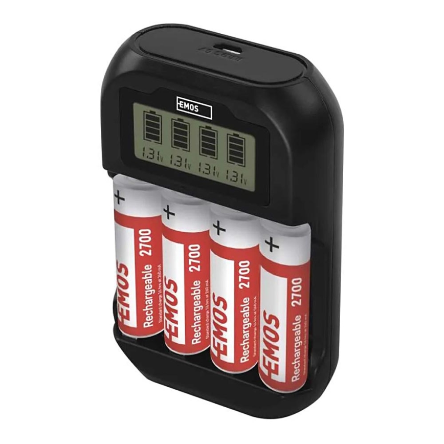 Carregador de pilhas com visor LCD 4xAA/AAA 5V