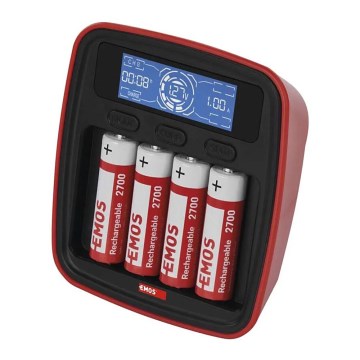 Carregador de pilhas com visor LCD 4xAA/AAA 5V