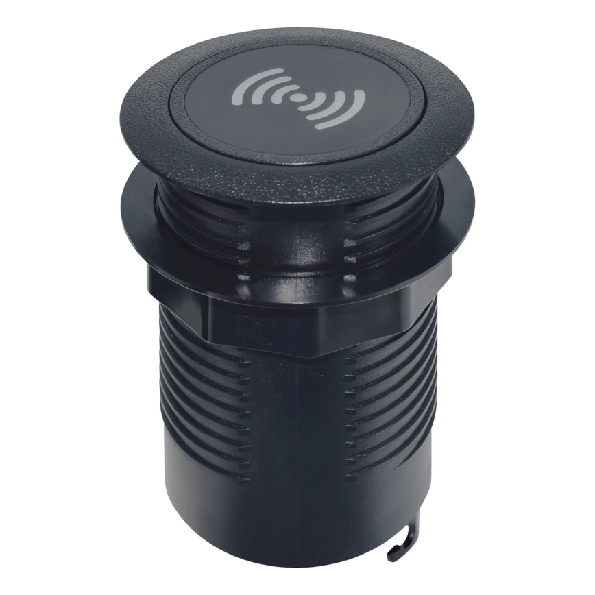 Carregador sem fios incorporado + USB A+C preto