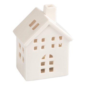 Casa de velas de porcelana 10 cm branco