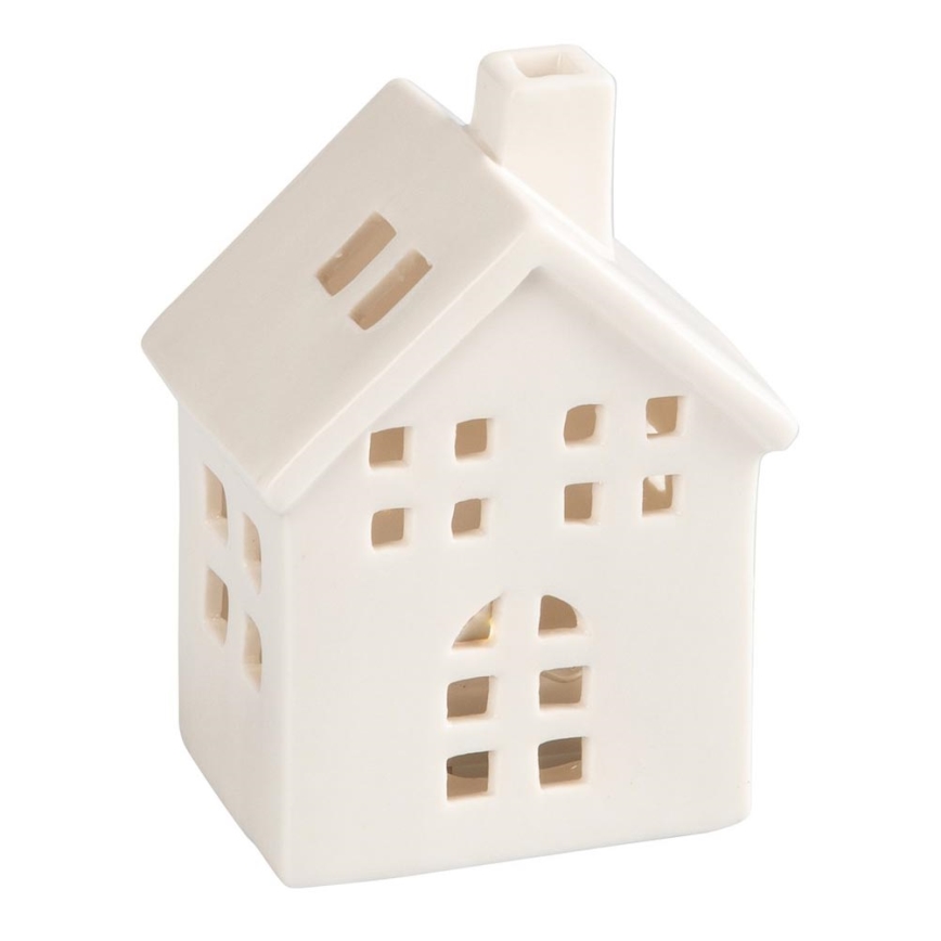 Casa de velas de porcelana 10 cm branco
