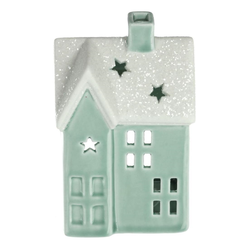 Casa de velas em porcelana 11,1 cm menta
