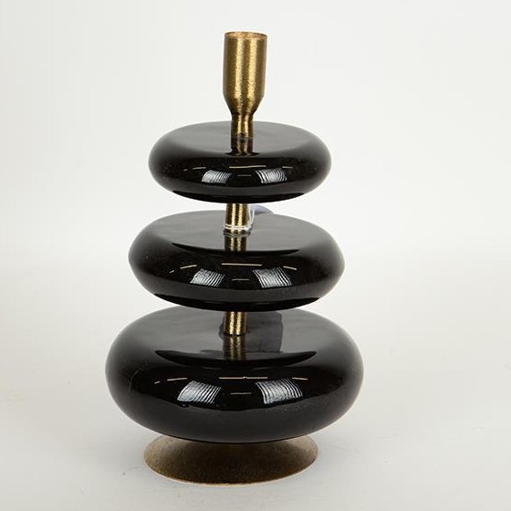 Castiçal 23x15 cm preto/dourado