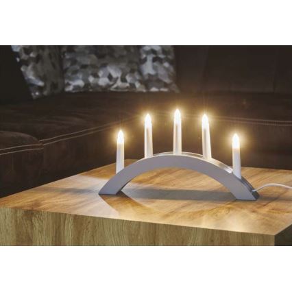 Castiçal de Natal 5xE10/15W/230V cinzento
