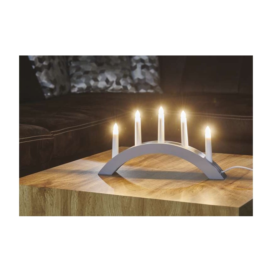 Castiçal de Natal 5xE10/15W/230V cinzento