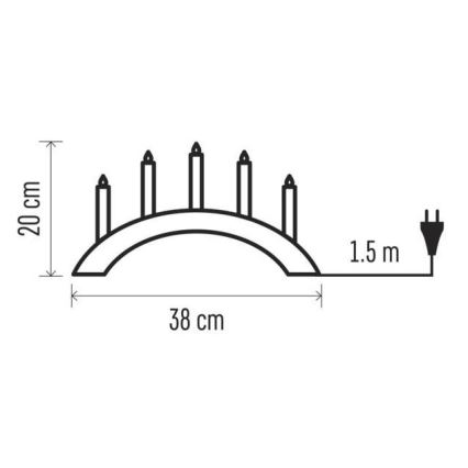 Castiçal de Natal 5xE10/15W/230V cinzento