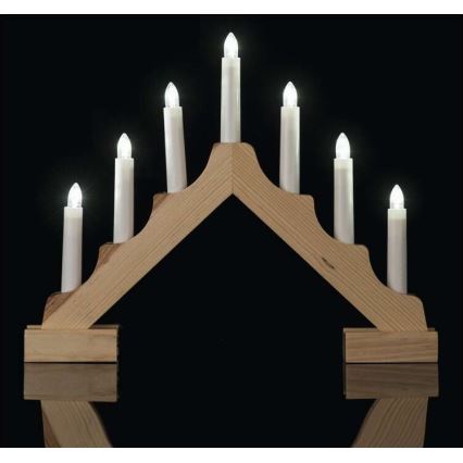 Castiçal de Natal LED 7xLED/2xAA bege