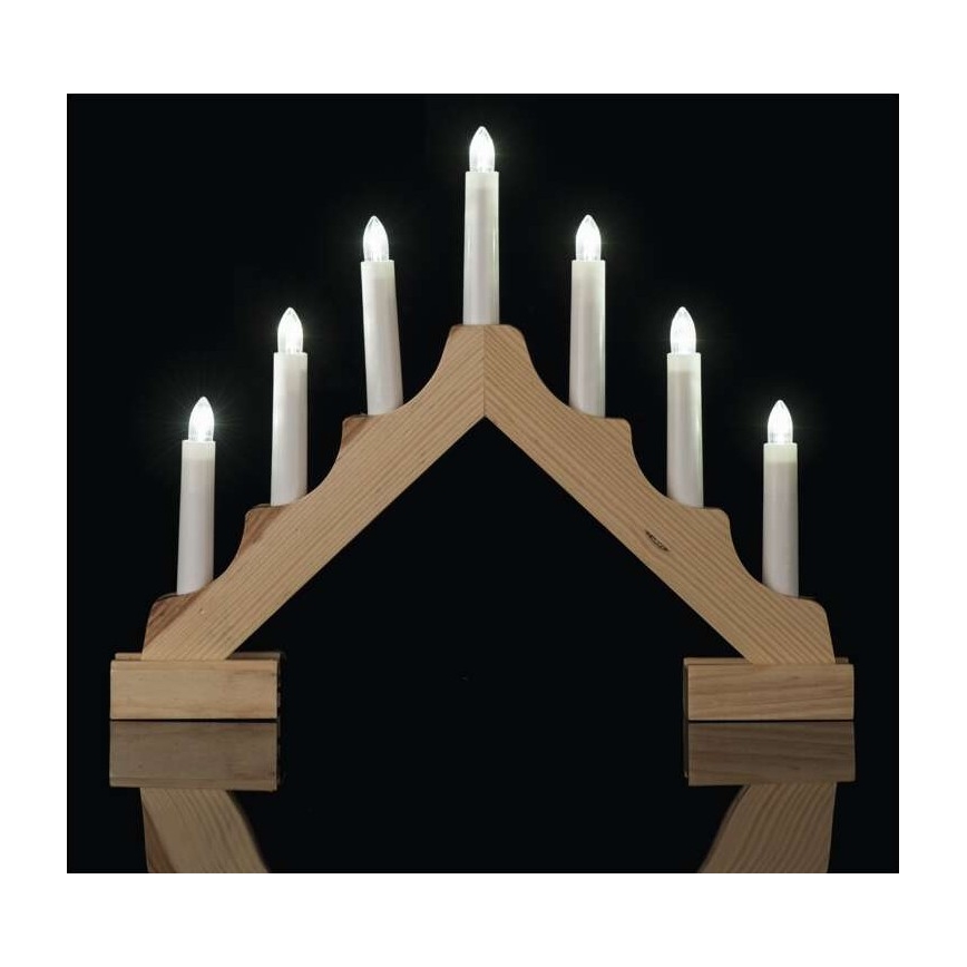 Castiçal de Natal LED 7xLED/2xAA bege