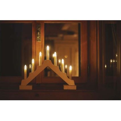 Castiçal de Natal LED 7xLED/2xAA bege