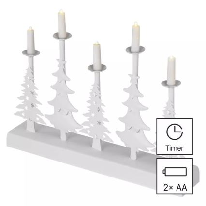 Castiçal de Natal LED LED/2xAA branco