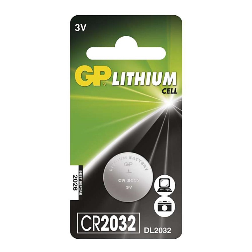 Célula de botão de lítio CR2032 GP LITHIUM 3V/220 mAh