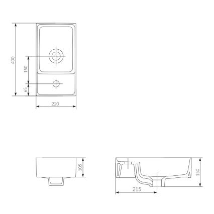Cersanit K114-004 - Lavatório de bancada CREA 22x40 cm cerâmica/branco brilhante