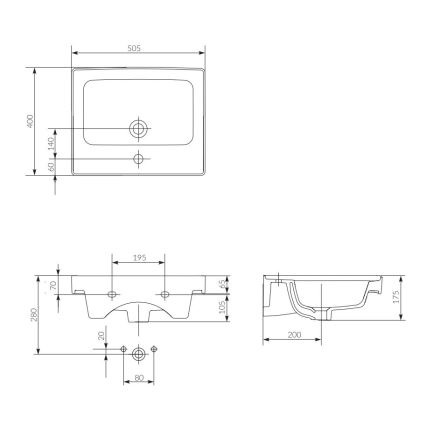 Cersanit K114-005 - Lavatório embutido CREA 40x50,5 cm cerâmica/branco brilhante