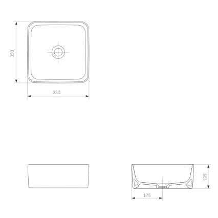Cersanit K114-007-ECO - Lavatório de bancada CREA 35x35 cm cerâmica/branco brilhante