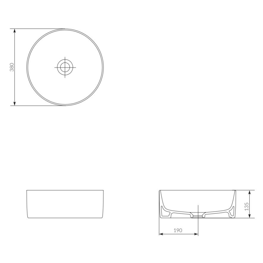 Cersanit K114-020 - Lavatório de bancada CREA diâmetro 38 cm cerâmica/branco brilhante