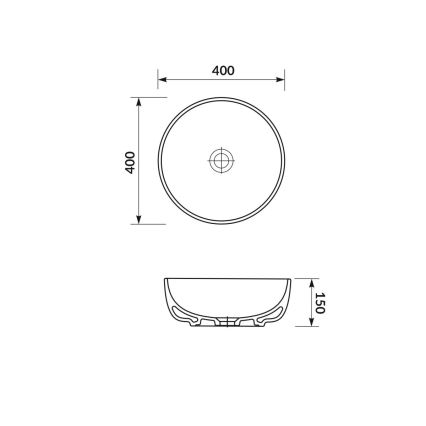 Cersanit K116-048-ECO - Lavatório de bancada MODUO Ø 40 cm, em cerâmica, branco brilhante