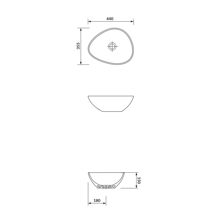 Cersanit K116-051 - Lavatório de bancada MODUO 35,5x44 cm cerâmica/branco brilhante