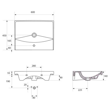 Cersanit S801-142-DSM - Armário de banheiro suspenso com lavatório LARA CITY 46x60 cm branco