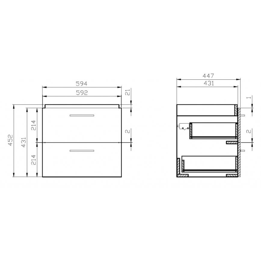 Cersanit S801-142-DSM - Armário suspenso para casa de banho com bacia ELODY PLUS 46x60 cm branco
