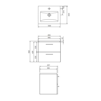 Cersanit S801-146-DSM - Armário suspenso para casa de banho com bacia ELIS 46x50 cm branco