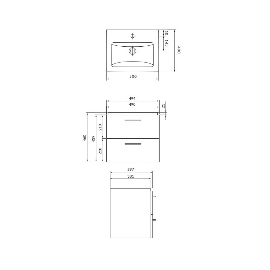 Cersanit S801-146-DSM - Armário suspenso para casa de banho com bacia ELIS 46x50 cm branco