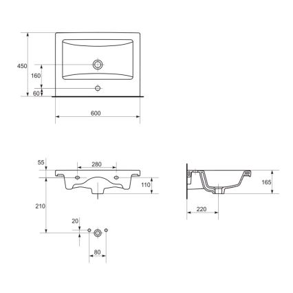 Cersanit S801-147-DSM - Armário suspenso para casa de banho com bacia ELODY 46x60 cm branco