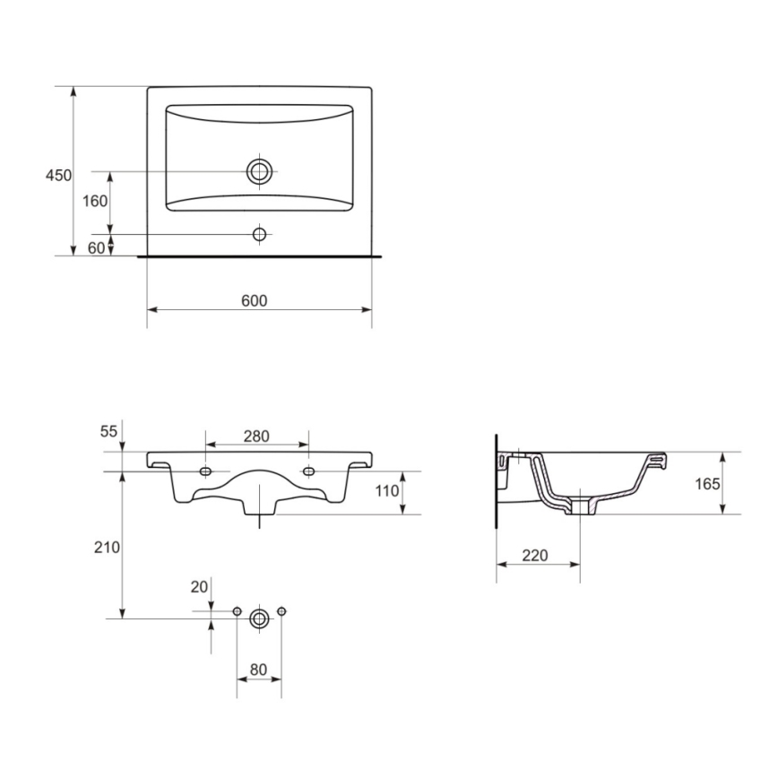 Cersanit S801-147-DSM - Armário suspenso para casa de banho com bacia ELODY 46x60 cm branco