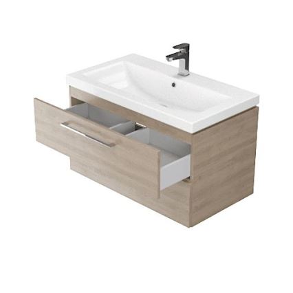 Cersanit S801-148-DSM - Armário suspenso para casa de banho com bacia ELODY 46x60 cm nogueira