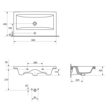 Cersanit S801-149-DSM - Armário suspenso para casa de banho com bacia ELODY 46x80 cm branco