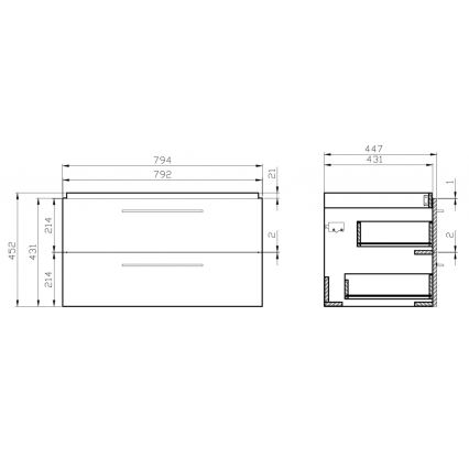 Cersanit S801-149-DSM - Armário suspenso para casa de banho com bacia ELODY 46x80 cm branco
